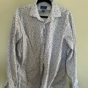 APT. 9 Premier Flex Men’s Floral Button-Down | Size L | Red + Blue Floral Print